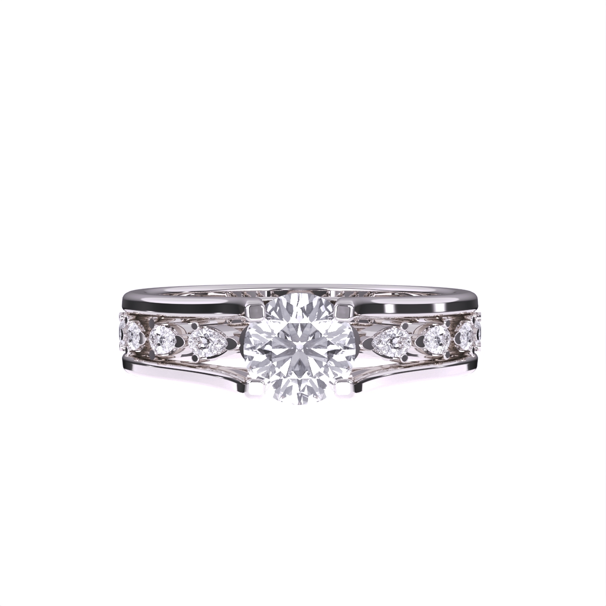 Designer Solitaire With Accent Diamond Ring